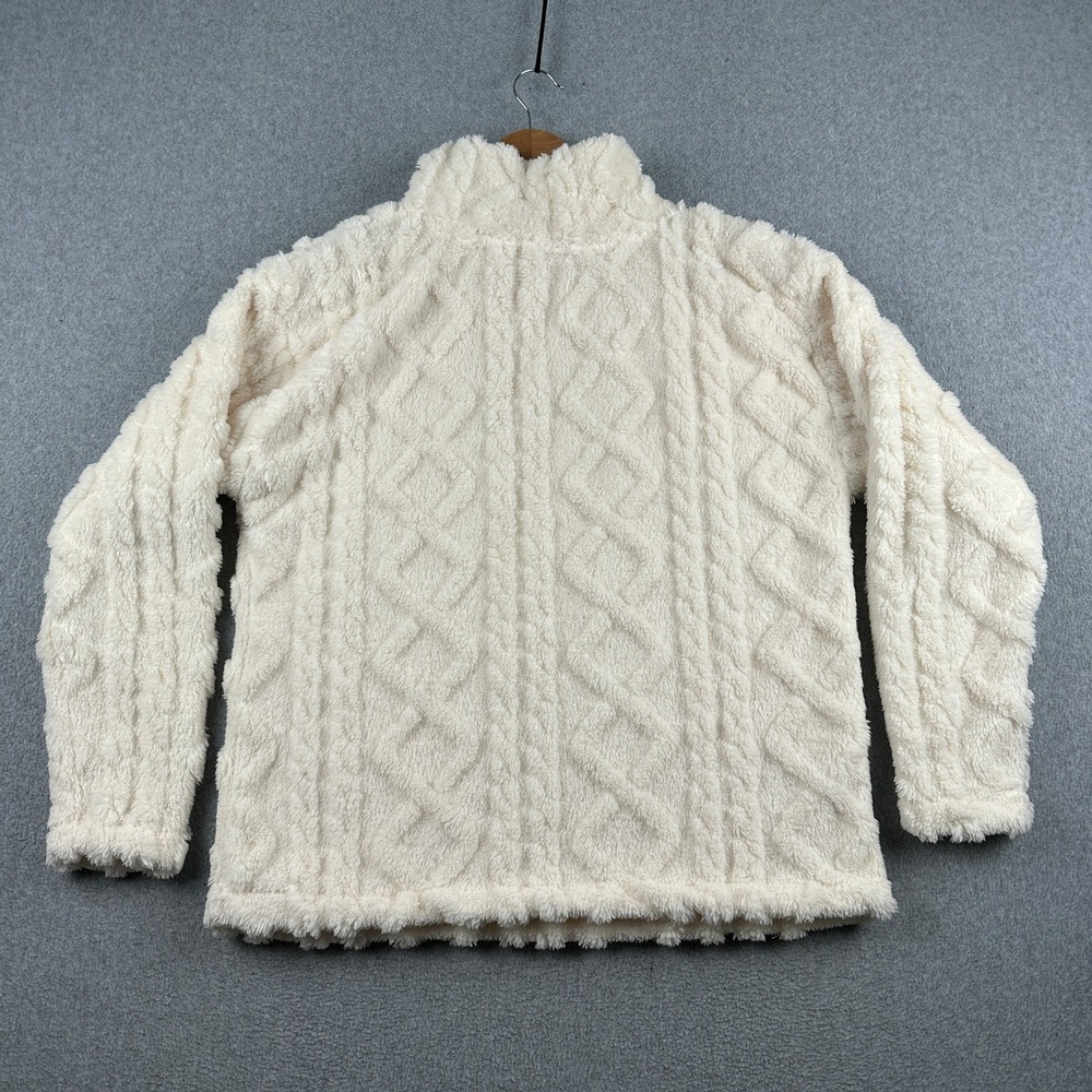 Eddie Bauer Pullover Womens M Cable Fleece White Mock Neck Sherpa SKU 4709